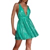 image:imageRVivimos Womens Sequin Dress Spaghetti Strap Sexy Deep V Neck Backless Glitter Club Party Skater Swing Mini DressLake Green