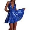 image:imageRVivimos Womens Sequin Dress Spaghetti Strap Sexy Deep V Neck Backless Glitter Club Party Skater Swing Mini DressRoyal Blue