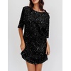 image:imageRVivimos Womens Sparkly Sequin Party Dress Fall Winter Short Sleeve Crew Neck Velvet Loose Elegant Backless Mini DressBlack