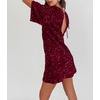 image:imageRVivimos Womens Sparkly Sequin Party Dress Fall Winter Short Sleeve Crew Neck Velvet Loose Elegant Backless Mini DressWinered