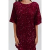 image:imageRVivimos Womens Sparkly Sequin Party Dress Fall Winter Short Sleeve Crew Neck Velvet Loose Elegant Backless Mini DressWinered