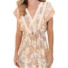 image:imageRVivimos Womens Summer 2026 Boho Floral Print V Neck Short Sleeve Drawstring Tie Casual Flowy Midi DressWhite