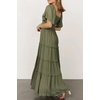 image:imageRVivimos Womens Summer 2026 Maxi Dress Short Sleeve Square Neck Elastic Smocked Swiss Dots Casual ALine Flowy Long DressesArmy Green