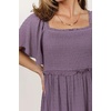 image:imageRVivimos Womens Summer 2026 Maxi Dress Short Sleeve Square Neck Elastic Smocked Swiss Dots Casual ALine Flowy Long DressesDark Purple