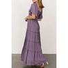 image:imageRVivimos Womens Summer 2026 Maxi Dress Short Sleeve Square Neck Elastic Smocked Swiss Dots Casual ALine Flowy Long DressesDark Purple