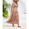 image:imageRVivimos Womens Summer 2026 Maxi Dress Short Sleeve Square Neck Elastic Smocked Swiss Dots Casual ALine Flowy Long DressesMultiorange