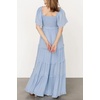 image:imageRVivimos Womens Summer 2026 Maxi Dress Short Sleeve Square Neck Elastic Smocked Swiss Dots Casual ALine Flowy Long DressesSky Blue