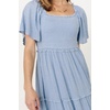 image:imageRVivimos Womens Summer 2026 Maxi Dress Short Sleeve Square Neck Elastic Smocked Swiss Dots Casual ALine Flowy Long DressesSky Blue