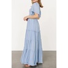 image:imageRVivimos Womens Summer 2026 Maxi Dress Short Sleeve Square Neck Elastic Smocked Swiss Dots Casual ALine Flowy Long DressesSky Blue