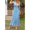 image:imageRVivimos Womens Summer 2026 Maxi Sundress Short Sleeve V Neck Retro Cottagecore Slim Casual Polka Dots Long DressSky Blue