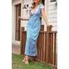 image:imageRVivimos Womens Summer 2026 Maxi Sundress Short Sleeve V Neck Retro Cottagecore Slim Casual Polka Dots Long DressSky Blue