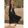 image:imageRVivimos Womens Summer Boho Maxi Dress 2026 Sleeveless Elastic Waist Layered Backless Beach Flowy Long DressBlack