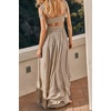 image:imageRVivimos Womens Summer Boho Maxi Dress 2026 Sleeveless Elastic Waist Layered Backless Beach Flowy Long DressKhaki