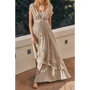 image:imageRVivimos Womens Summer Boho Maxi Dress 2026 Sleeveless Elastic Waist Layered Backless Beach Flowy Long DressKhaki