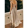 image:imageRVivimos Womens Summer Boho Maxi Dress 2026 Sleeveless Elastic Waist Layered Backless Beach Flowy Long DressKhaki