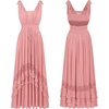 image:imageRVivimos Womens Summer Boho Maxi Dress 2026 Sleeveless Elastic Waist Layered Backless Beach Flowy Long DressPink