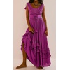 image:imageRVivimos Womens Summer Boho Maxi Dress 2026 Sleeveless Elastic Waist Layered Backless Beach Flowy Long DressPlum