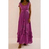 image:imageRVivimos Womens Summer Boho Maxi Dress 2026 Sleeveless Elastic Waist Layered Backless Beach Flowy Long DressPlum