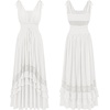 image:imageRVivimos Womens Summer Boho Maxi Dress 2026 Sleeveless Elastic Waist Layered Backless Beach Flowy Long DressWhite
