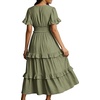 image:imageRVivimos Womens Summer Button Down Maxi Dress 2026 Casual Short Sleeve V Neck Elastic Waist Ruffle Tiered Flowy Long DressArmy Green