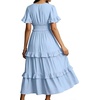 image:imageRVivimos Womens Summer Button Down Maxi Dress 2026 Casual Short Sleeve V Neck Elastic Waist Ruffle Tiered Flowy Long DressSky Blue