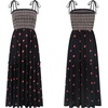 image:imageRVivimos Womens Summer Cotton Boho Midi Dress 2026 Spaghetti Strap Floral Embroidered Smocked Tiered Flowy Long DressesBlack