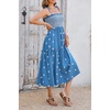 image:imageRVivimos Womens Summer Cotton Boho Midi Dress 2026 Spaghetti Strap Floral Embroidered Smocked Tiered Flowy Long DressesDark Blue