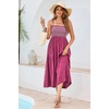 image:imageRVivimos Womens Summer Cotton Boho Midi Dress 2026 Spaghetti Strap Floral Embroidered Smocked Tiered Flowy Long DressesFuchsia