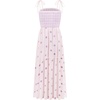image:imageRVivimos Womens Summer Cotton Boho Midi Dress 2026 Spaghetti Strap Floral Embroidered Smocked Tiered Flowy Long DressesLight Pink
