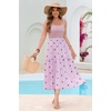 image:imageRVivimos Womens Summer Cotton Boho Midi Dress 2026 Spaghetti Strap Floral Embroidered Smocked Tiered Flowy Long DressesLight Purple