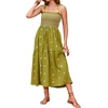 image:imageRVivimos Womens Summer Cotton Boho Midi Dress 2026 Spaghetti Strap Floral Embroidered Smocked Tiered Flowy Long DressesOlive Green