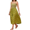 image:imageRVivimos Womens Summer Cotton Boho Midi Dress 2026 Spaghetti Strap Floral Embroidered Smocked Tiered Flowy Long DressesOlive Green