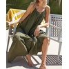 image:imageRVivimos Womens Summer Cotton Maxi Dress Adjustable Spaghetti Strap Boho Casual Backless Ruffle Loose Fit Flowy DressArmygreen
