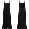 image:imageRVivimos Womens Summer Cotton Maxi Dress Adjustable Spaghetti Strap Boho Casual Backless Ruffle Loose Fit Flowy DressBlack