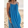 image:imageRVivimos Womens Summer Cotton Maxi Dress Adjustable Spaghetti Strap Boho Casual Backless Ruffle Loose Fit Flowy DressBlue