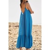 image:imageRVivimos Womens Summer Cotton Maxi Dress Adjustable Spaghetti Strap Boho Casual Backless Ruffle Loose Fit Flowy DressBlue