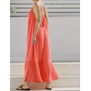 image:imageRVivimos Womens Summer Cotton Maxi Dress Adjustable Spaghetti Strap Boho Casual Backless Ruffle Loose Fit Flowy DressCoral Orange