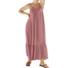image:imageRVivimos Womens Summer Cotton Maxi Dress Adjustable Spaghetti Strap Boho Casual Backless Ruffle Loose Fit Flowy DressDusty Rose