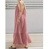 image:imageRVivimos Womens Summer Cotton Maxi Dress Adjustable Spaghetti Strap Boho Casual Backless Ruffle Loose Fit Flowy DressDusty Rose