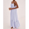 image:imageRVivimos Womens Summer Cotton Maxi Dress Adjustable Spaghetti Strap Boho Casual Backless Ruffle Loose Fit Flowy DressLavender