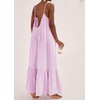 image:imageRVivimos Womens Summer Cotton Maxi Dress Adjustable Spaghetti Strap Boho Casual Backless Ruffle Loose Fit Flowy DressLightpurple