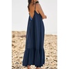 image:imageRVivimos Womens Summer Cotton Maxi Dress Adjustable Spaghetti Strap Boho Casual Backless Ruffle Loose Fit Flowy DressNavy Blue