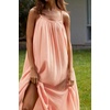 image:imageRVivimos Womens Summer Cotton Maxi Dress Adjustable Spaghetti Strap Boho Casual Backless Ruffle Loose Fit Flowy DressPeachfuzz