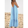 image:imageRVivimos Womens Summer Cotton Maxi Dress Adjustable Spaghetti Strap Boho Casual Backless Ruffle Loose Fit Flowy DressSkyblue