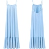 image:imageRVivimos Womens Summer Cotton Maxi Dress Adjustable Spaghetti Strap Boho Casual Backless Ruffle Loose Fit Flowy DressSkyblue