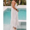 image:imageRVivimos Womens Summer Cotton Maxi Dress Adjustable Spaghetti Strap Boho Casual Backless Ruffle Loose Fit Flowy DressWhite