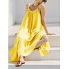 image:imageRVivimos Womens Summer Cotton Maxi Dress Adjustable Spaghetti Strap Boho Casual Backless Ruffle Loose Fit Flowy DressYellow