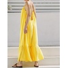 image:imageRVivimos Womens Summer Cotton Maxi Dress Adjustable Spaghetti Strap Boho Casual Backless Ruffle Loose Fit Flowy DressYellow
