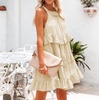 image:imageRVivimos Womens Summer Dress Boho Sleeveless Halter Layered Ruffle Casual Swing Mini Dress with PocketsBeige