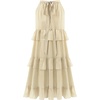 image:imageRVivimos Womens Summer Dress Boho Sleeveless Halter Layered Ruffle Casual Swing Mini Dress with PocketsBeige